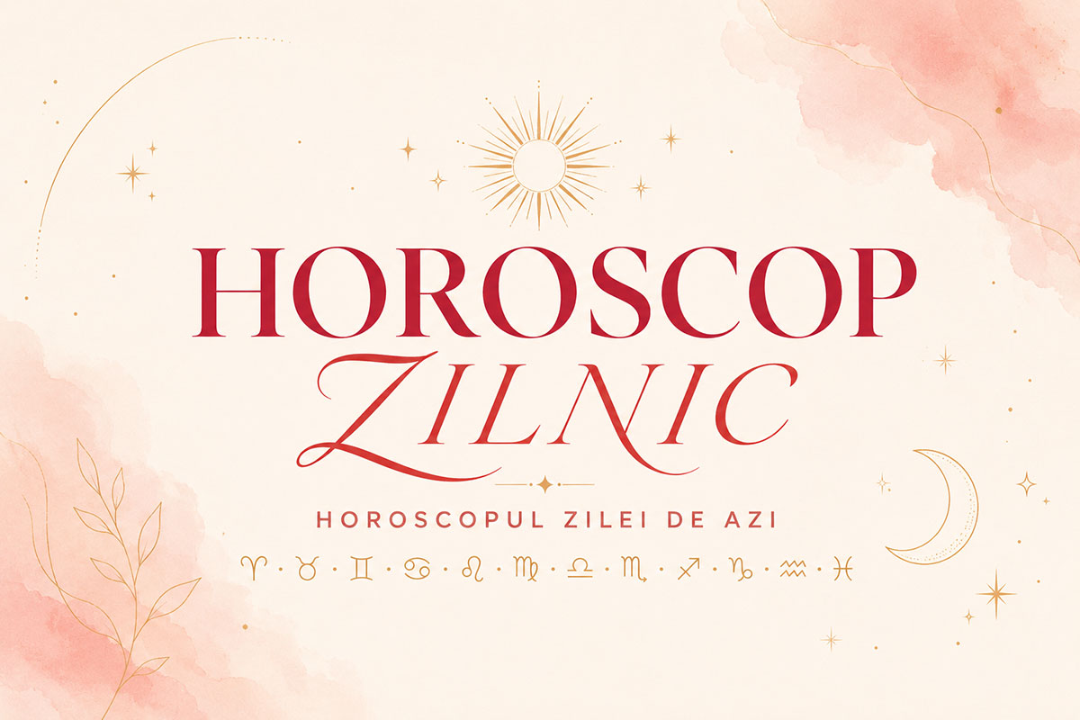 Banner horoscop zilnic cu simboluri zodiacale